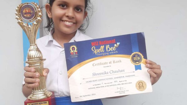 Dy CTI/ROU की बेटी श्रीनिका चौहान ने Wiz national spelling contest में मनवाया प्रतिभा का लोहा